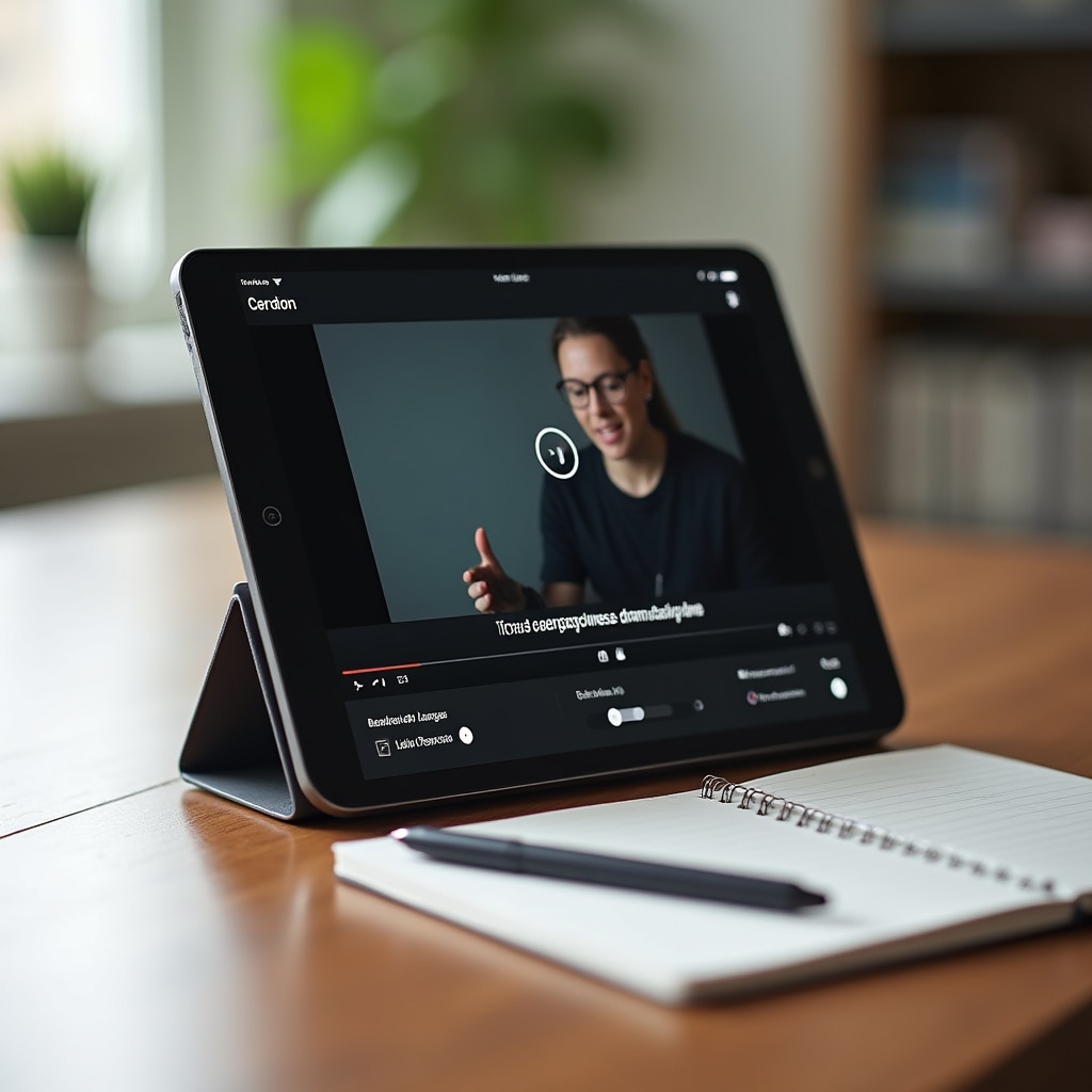 Schermata di piattaforma LMS con sottotitoli attivi su video corso